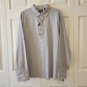 Van Heusen Mens Regular Fit Plaid Shirt X-Large Never Tuck Length Sustainable Fa